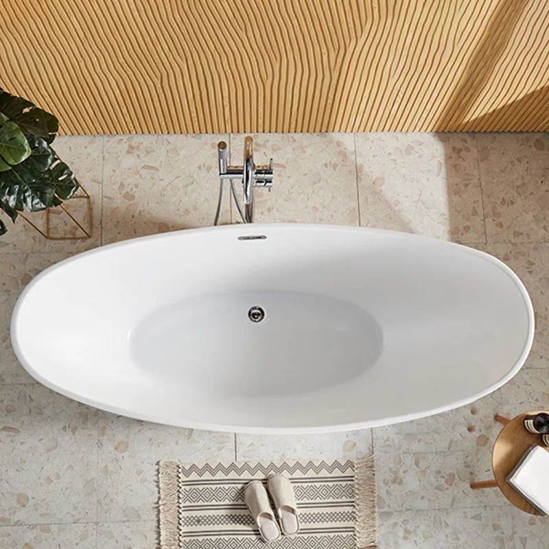 Bañera moderna de acrílico con una sola zapatilla y bañera con drenaje central delantero Blanco Clearhalo