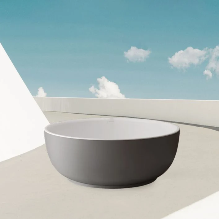 Bañera moderna independiente con acabado antiguo redondo Blanco Clearhalo