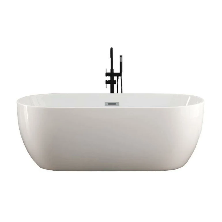 Bañera moderna independiente ovalada, bañera central blanca de inmersión acrílica Clearhalo