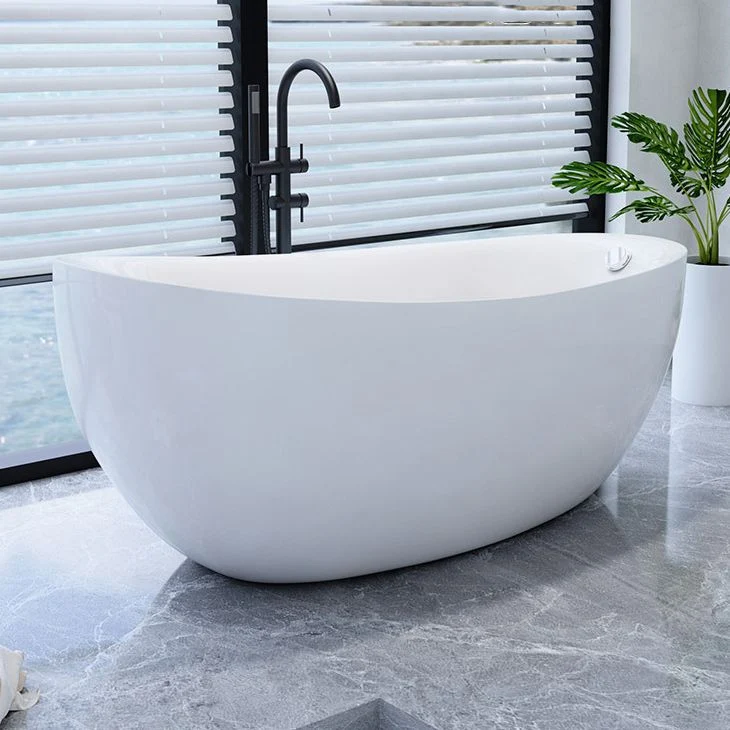 Bañera moderna tipo zapatilla, baño blanco independiente de acrílico Clearhalo