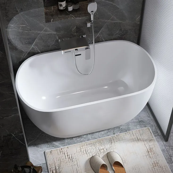 Bañera ovalada de acrílico, bañera independiente blanca para baño Clearhalo