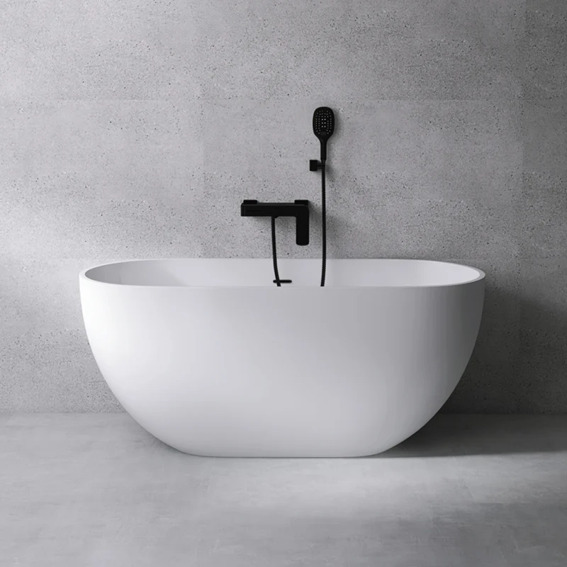 Bañera ovalada de acrílico, bañera independiente blanca para baño Clearhalo