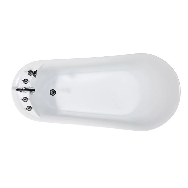 Bañera ovalada de acrílico blanco, bañera independiente con grifo Clearhalo