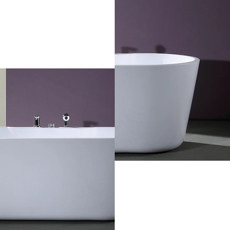Bañera ovalada de acrílico con grifo, bañera independiente para baño Clearhalo