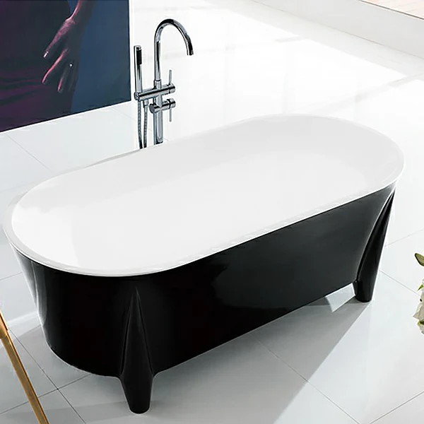Bañera ovalada de acrílico moderna, bañera independiente para baño Blanco Clearhalo