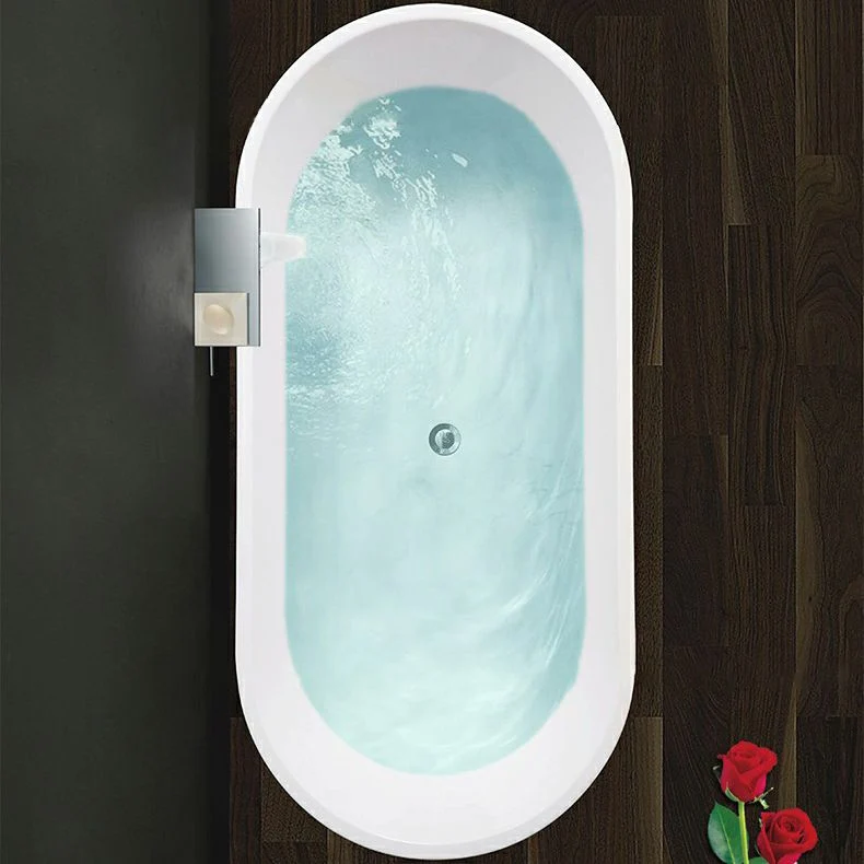 Bañera ovalada de acrílico moderna, bañera independiente para baño Blanco Clearhalo