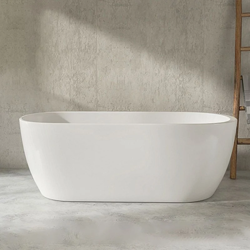Bañera ovalada de acrílico moderna, bañera independiente con desagüe Blanco Clearhalo