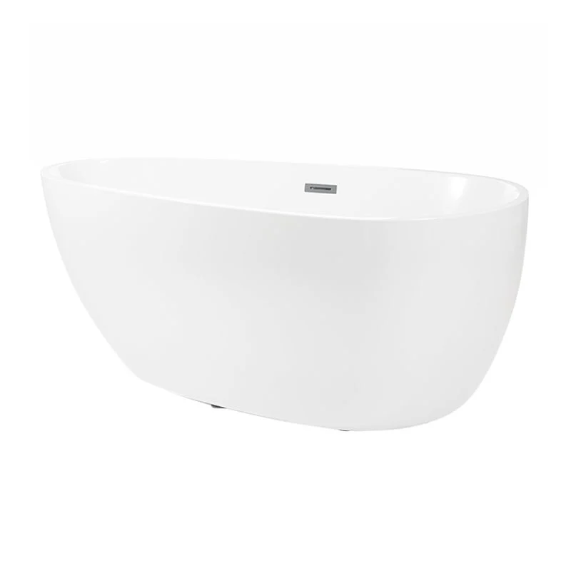 Bañera ovalada de acrílico moderna para el hogar, bañera blanca con drenaje interno Clearhalo