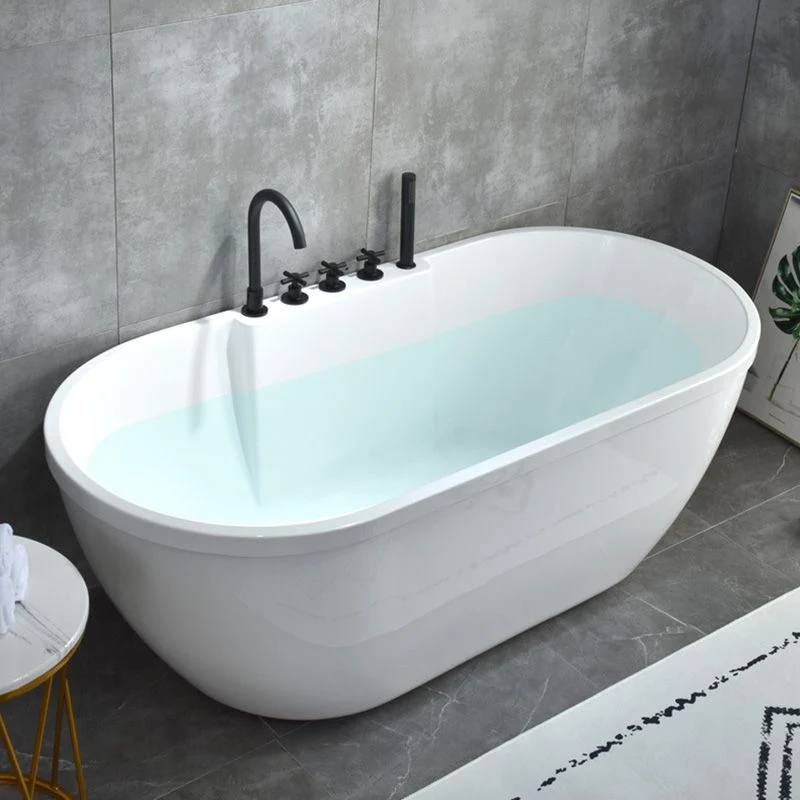 Bañera ovalada independiente, bañera central blanca de inmersión acrílica Blanco Clearhalo