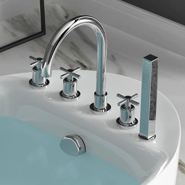 Bañera ovalada independiente Bañera de inmersión moderna de fibra de vidrio acrílica Blanco Clearhalo