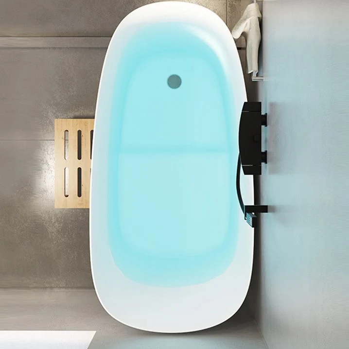 Bañera ovalada independiente con acabado antiguo, bañera moderna (taburete no incluido) Blanco Clearhalo