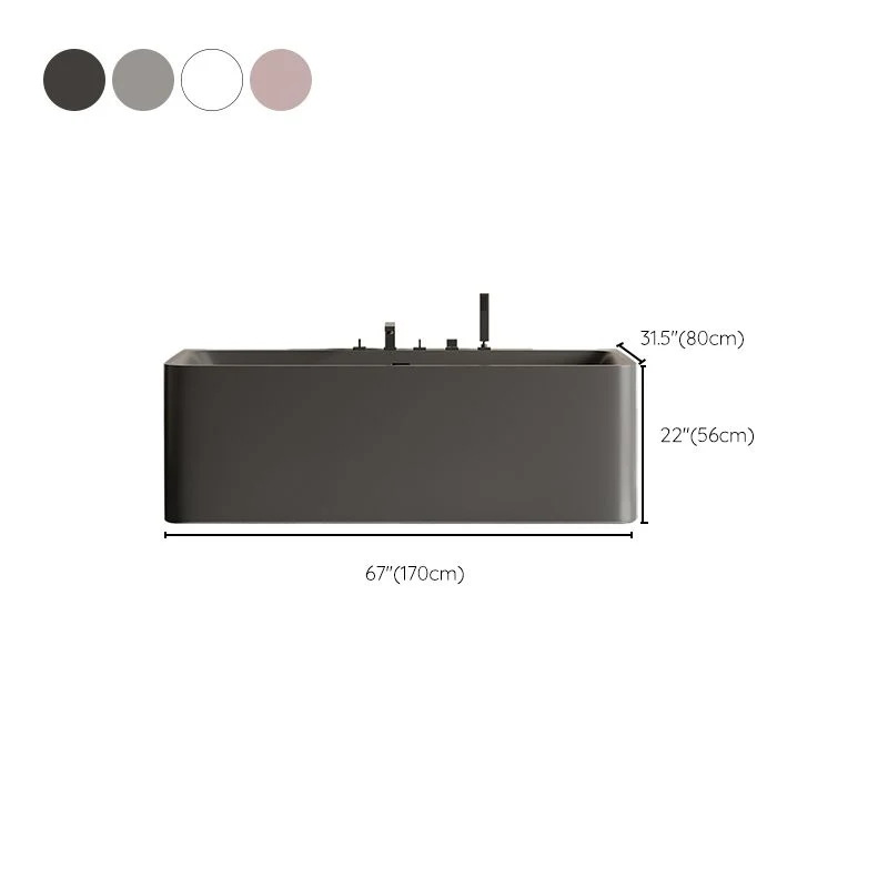 Bañera de piedra de inmersión moderna, bañera rectangular de espalda pared con grifo Blanco Clearhalo
