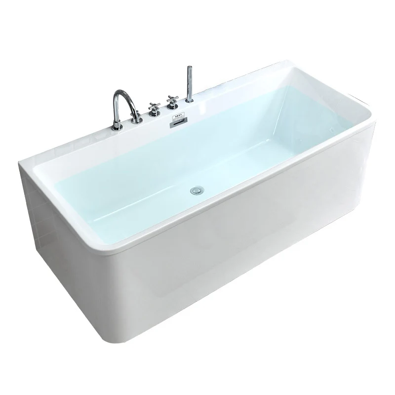Bañera rectangular acrílica de 23,62 pulgadas de altura, bañera blanca de inmersión Clearhalo
