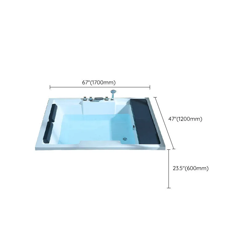 Bañera rectangular de acrílico blanco, bañera empotrada contemporánea con drenaje interno Clearhalo