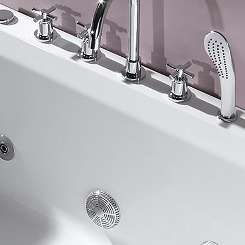 Bañera rectangular de acrílico blanco, bañera independiente con grifo Clearhalo
