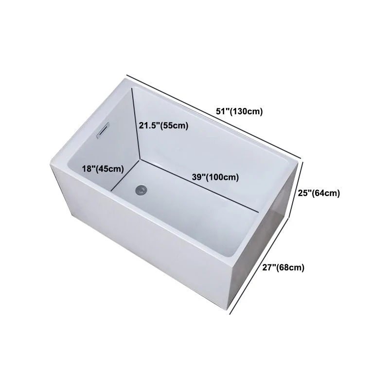 Bañera rectangular de acrílico blanco con alcoba de 25 pulgadas de alto para el hogar (sin grifo) Clearhalo