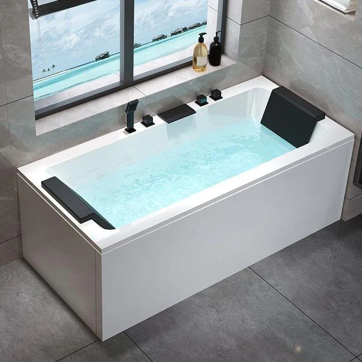 Bañera rectangular de acrílico en color blanco, 22,03" de alto Clearhalo