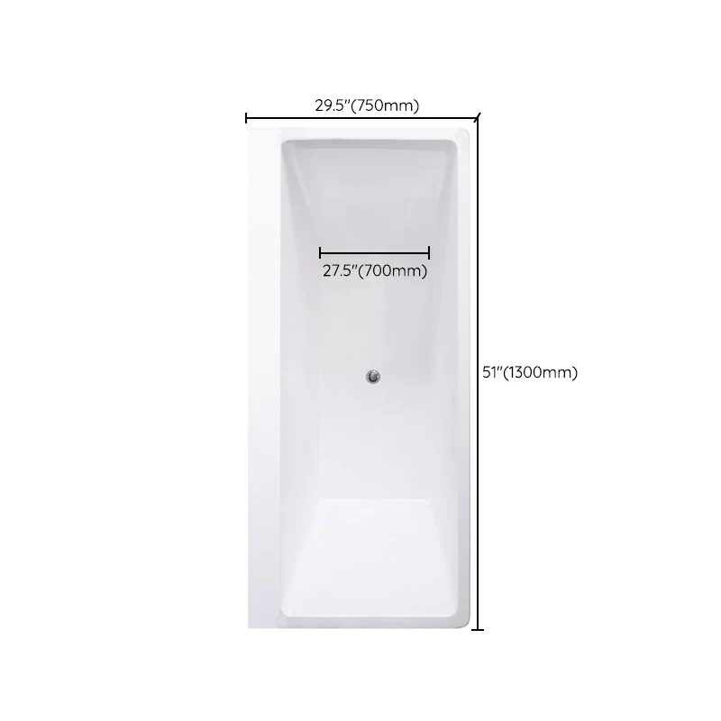 Bañera rectangular de acrílico de inmersión, 29,53 pulgadas de ancho Clearhalo
