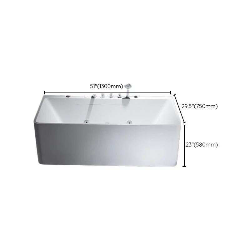Bañera rectangular de acrílico moderna, bañera blanca con drenaje interno Clearhalo
