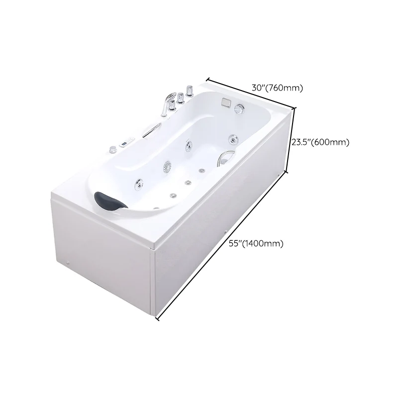 Bañera rectangular de acrílico moderno con desagüe y bañera blanca Clearhalo