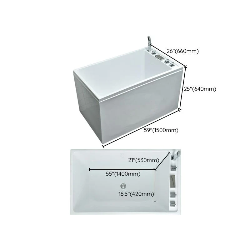 Bañera rectangular de acrílico que se sumerge de nuevo en la bañera de pared, 25,2" de alto Clearhalo