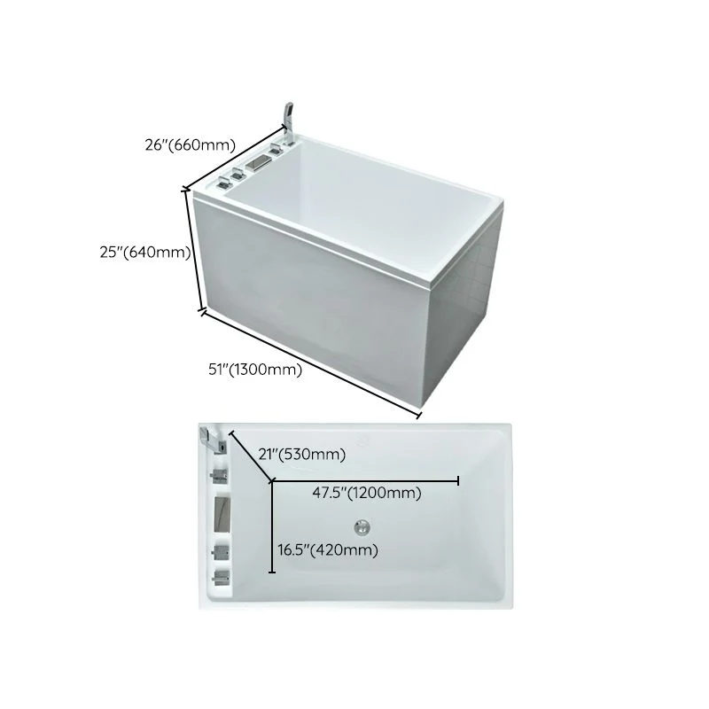 Bañera rectangular de acrílico que se sumerge de nuevo en la bañera de pared, 25,2" de alto Clearhalo
