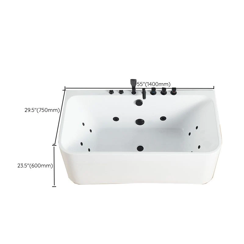 Bañera rectangular de aire/hidromasaje, bañera moderna de acrílico de pared trasera Clearhalo