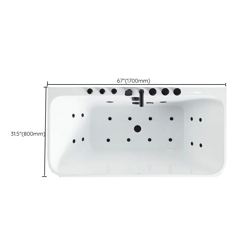 Bañera rectangular de aire/hidromasaje, bañera moderna de acrílico de pared trasera Clearhalo