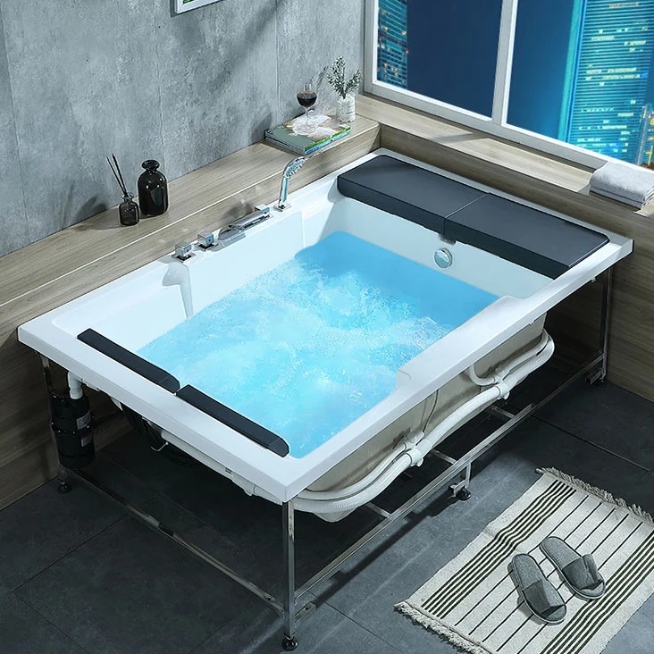 Bañera rectangular blanca de inmersión acrílica moderna Clearhalo