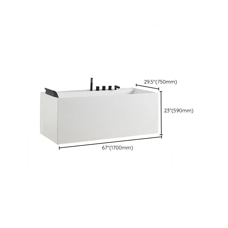 Bañera rectangular blanca moderna, bañera independiente de acrílico con desagüe Clearhalo