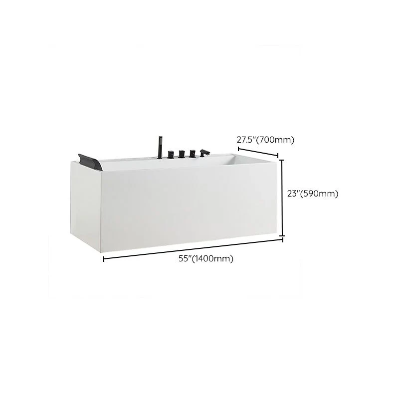 Bañera rectangular blanca moderna, bañera independiente de acrílico con desagüe Clearhalo