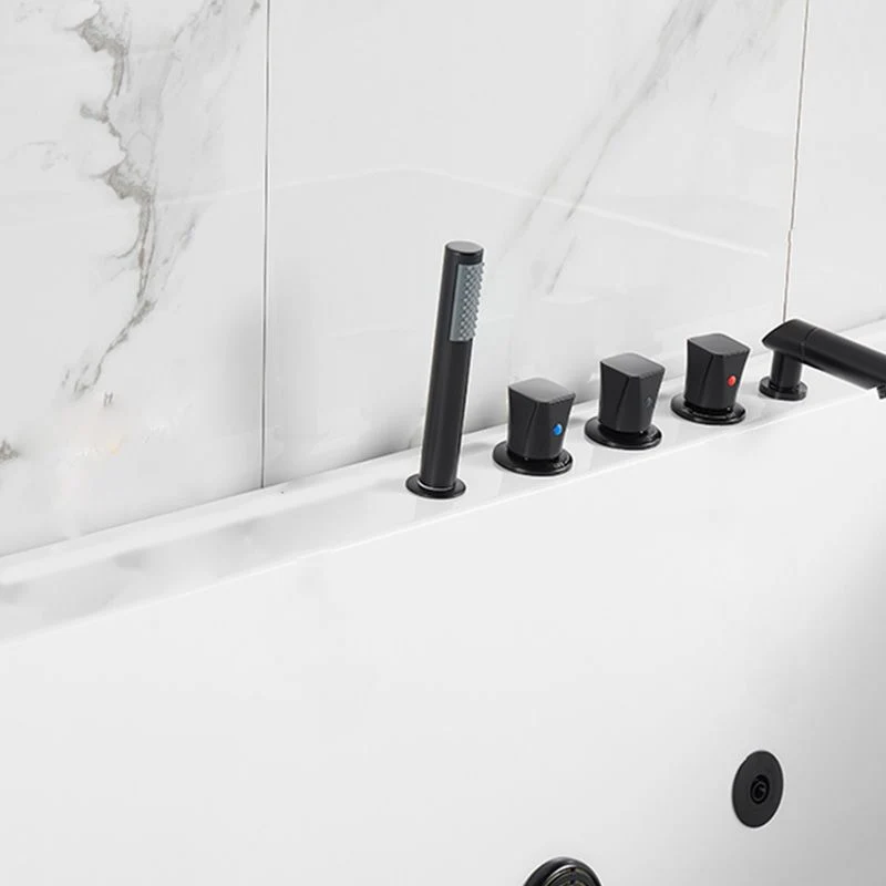 Bañera rectangular blanca moderna, bañera independiente de acrílico con desagüe Clearhalo