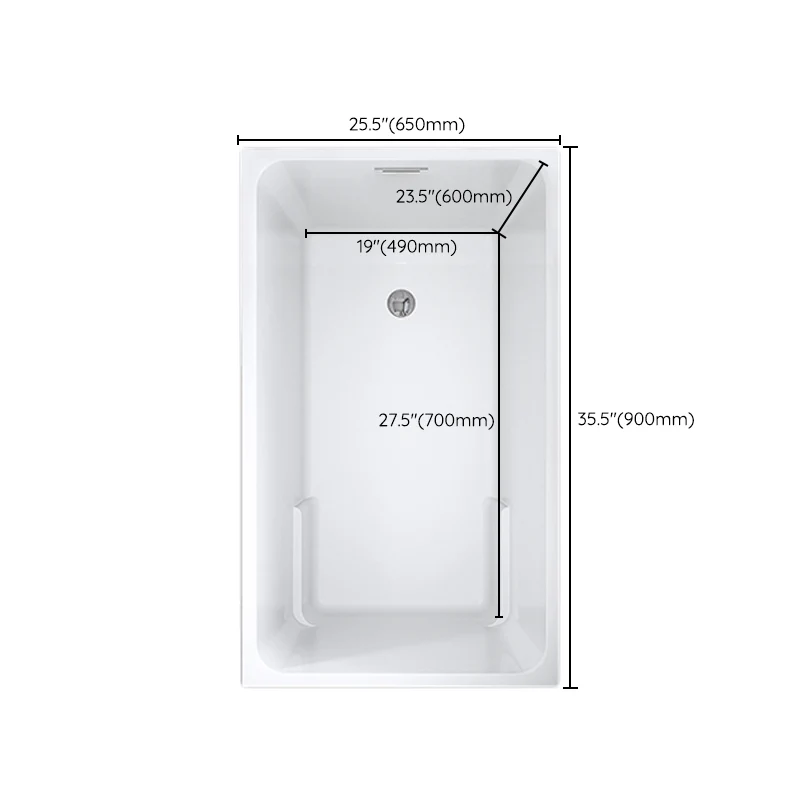 Bañera rectangular empotrada de acrílico Bañera moderna blanca de espaldas la pared Clearhalo