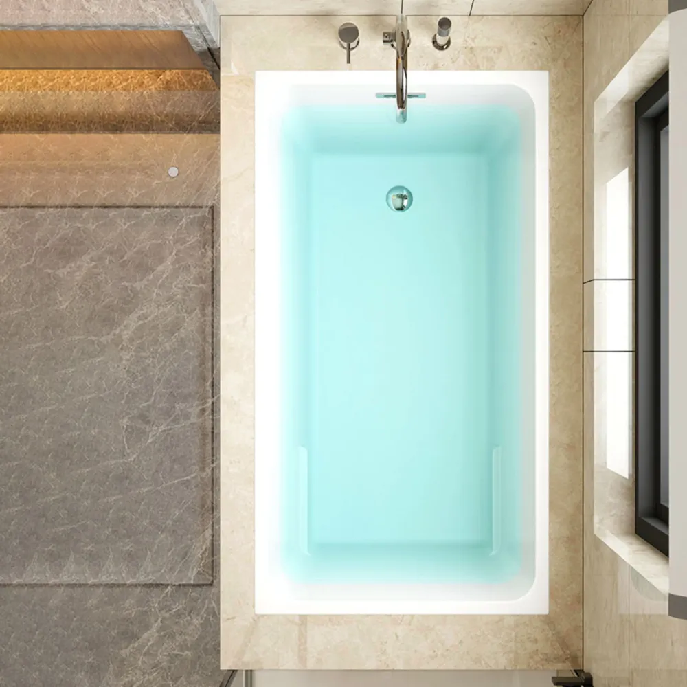 Bañera rectangular empotrada de acrílico Bañera moderna blanca de espaldas la pared Clearhalo