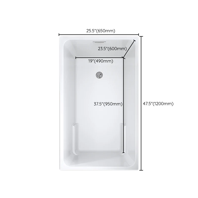 Bañera rectangular empotrada de acrílico Bañera moderna blanca de espaldas la pared Clearhalo