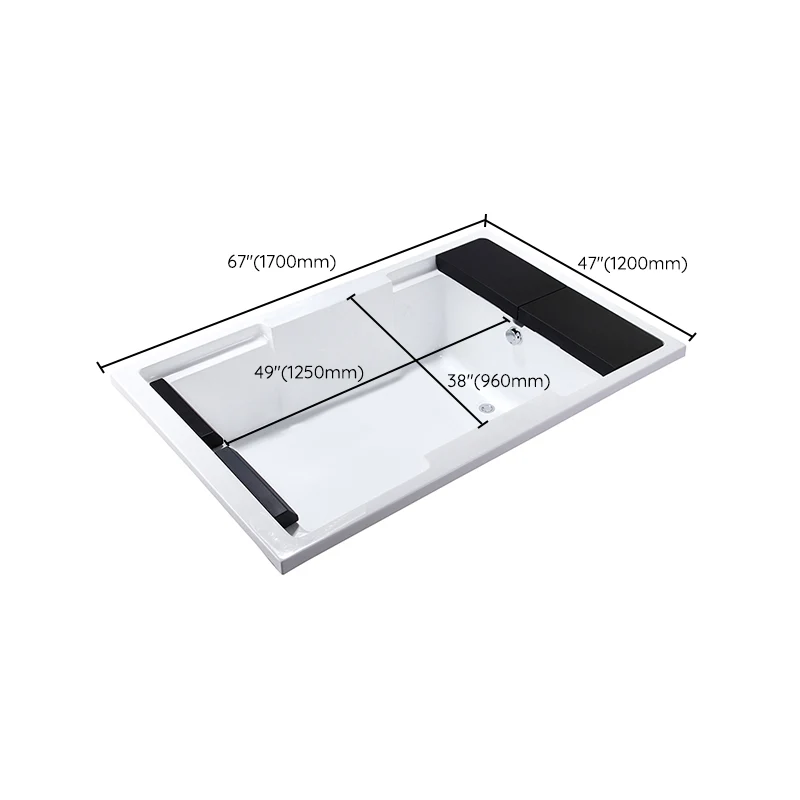 Bañera rectangular de estilo moderno, bañera empotrada de acrílico Clearhalo