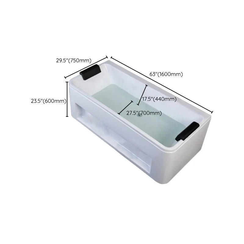 Bañera rectangular independiente Bañera moderna de acrílico con colocación de drenaje frontal central Clearhalo