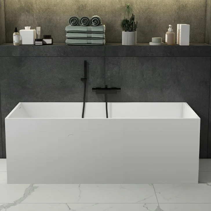 Bañera rectangular de inmersión con acabado antiguo, bañera empotrada la pared Clearhalo