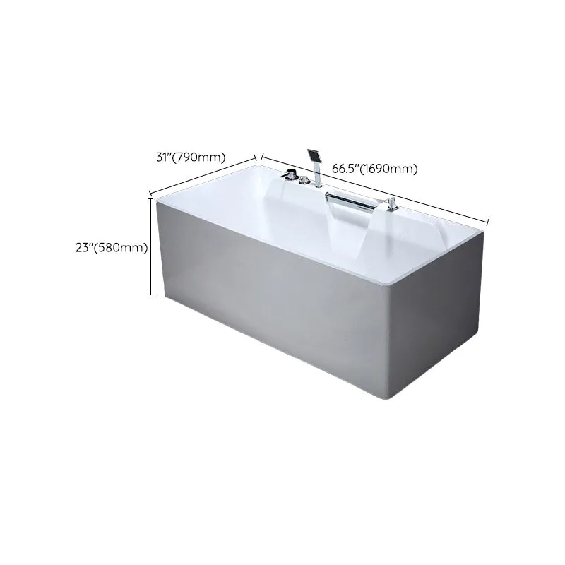 Bañera rectangular moderna, baño con bañera de drenaje central Clearhalo