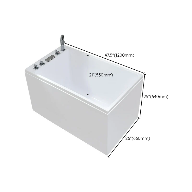 Bañera rectangular moderna con desagüe, bañera de acrílico blanco Clearhalo
