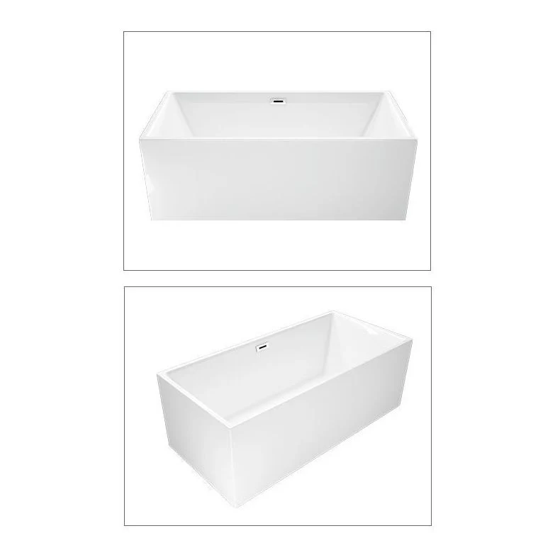 Bañera rectangular moderna con desagüe interno Bañera de acrílico blanco Blanco Clearhalo