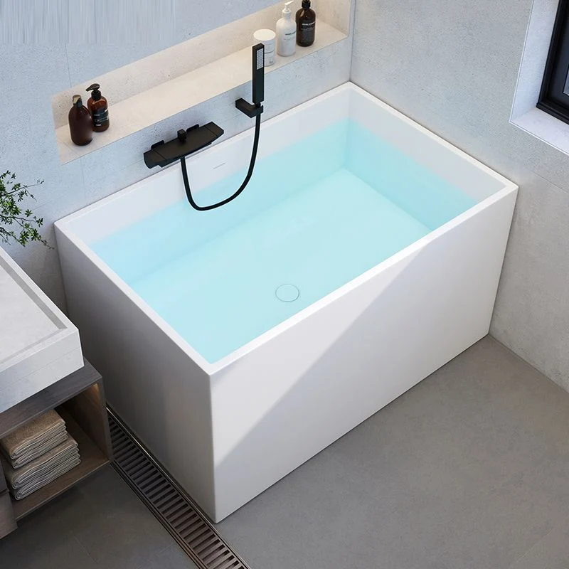 Bañera rectangular de piedra, bañera de inmersión moderna para baño, 27,56 pulgadas de ancho Blanco Clearhalo