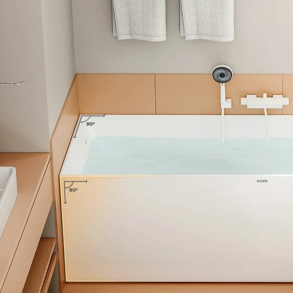 Bañera rectangular de piedra moderna con acabado antiguo y fondo plano Clearhalo