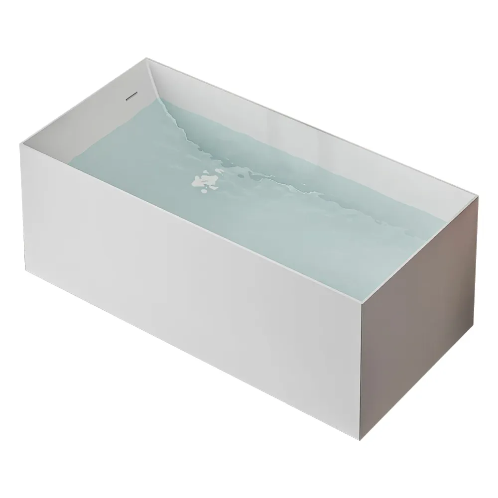 Bañera rectangular de piedra moderna con acabado antiguo y fondo plano Clearhalo