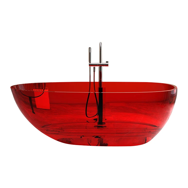Bañera transparente de estilo moderno, bañera independiente ovalada para baño Amarillo Clearhalo