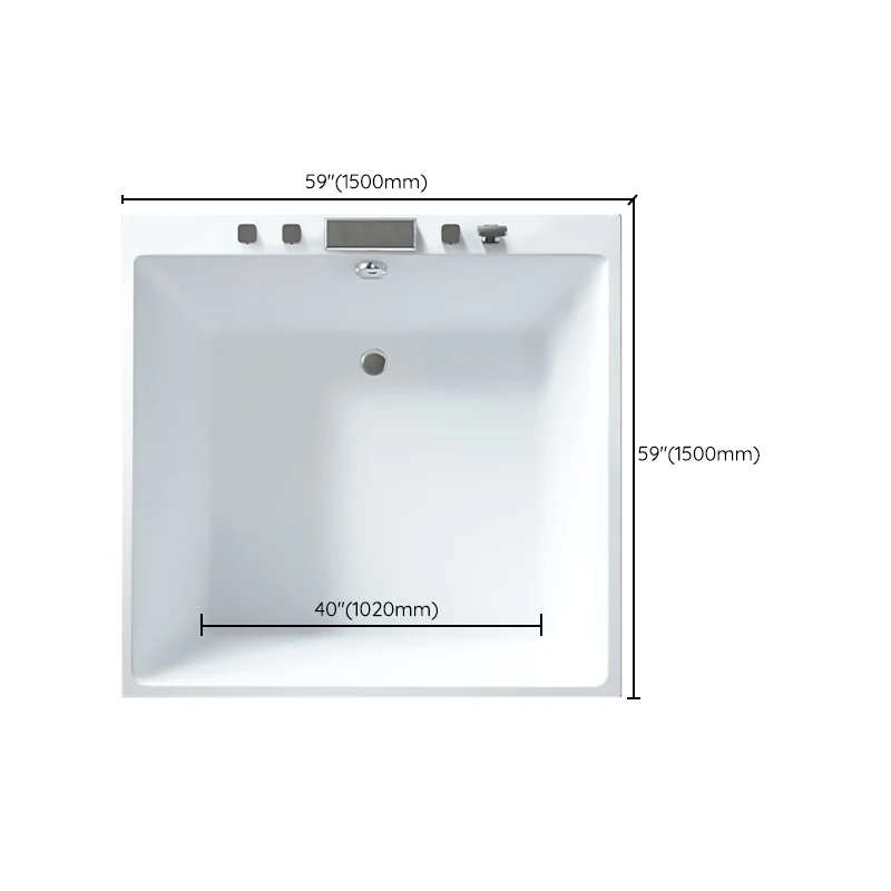 Baño acrílico Bañera empotrada cuadrada moderna con parte delantera central Clearhalo