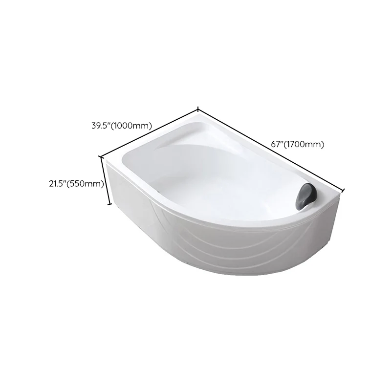 Baño de esquina blanco moderno Bañera de acrílico con respaldo central Clearhalo
