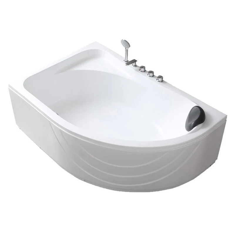 Baño de esquina blanco moderno Bañera de acrílico con respaldo central Clearhalo