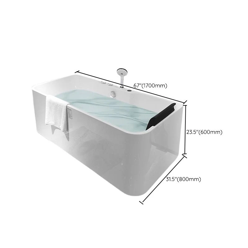 Baño de inmersión independiente con bañera rectangular acrílica, 31,5 pulgadas de ancho Clearhalo