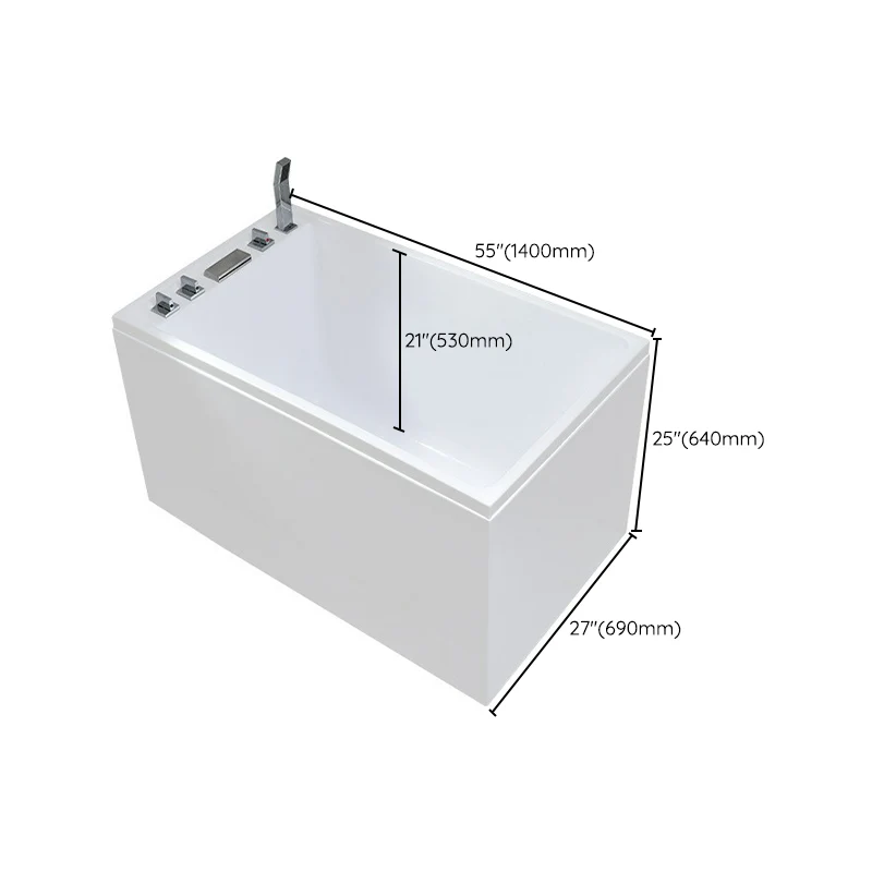 Baño rectangular acrílico que se sumerge en la tina de pared, 25,2 pulgadas de alto Clearhalo